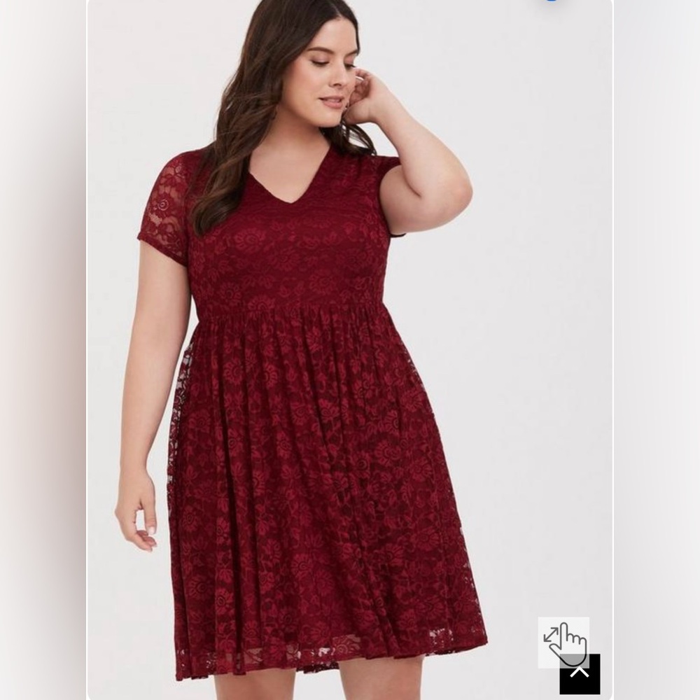 NWOT Torrid Red Lace V-Neck Skater Dress